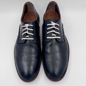 Clarks Mens Navy Blue Leather Derby Shoes Lace Up Casual Oxford Gum Sole